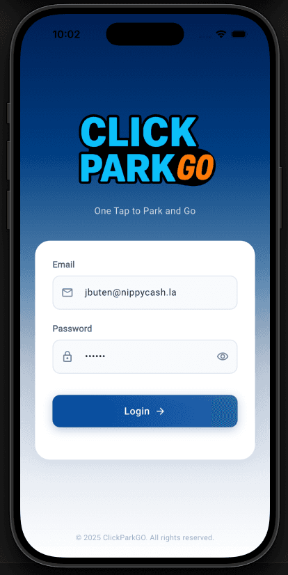 ClickParkGo Payment App Interface